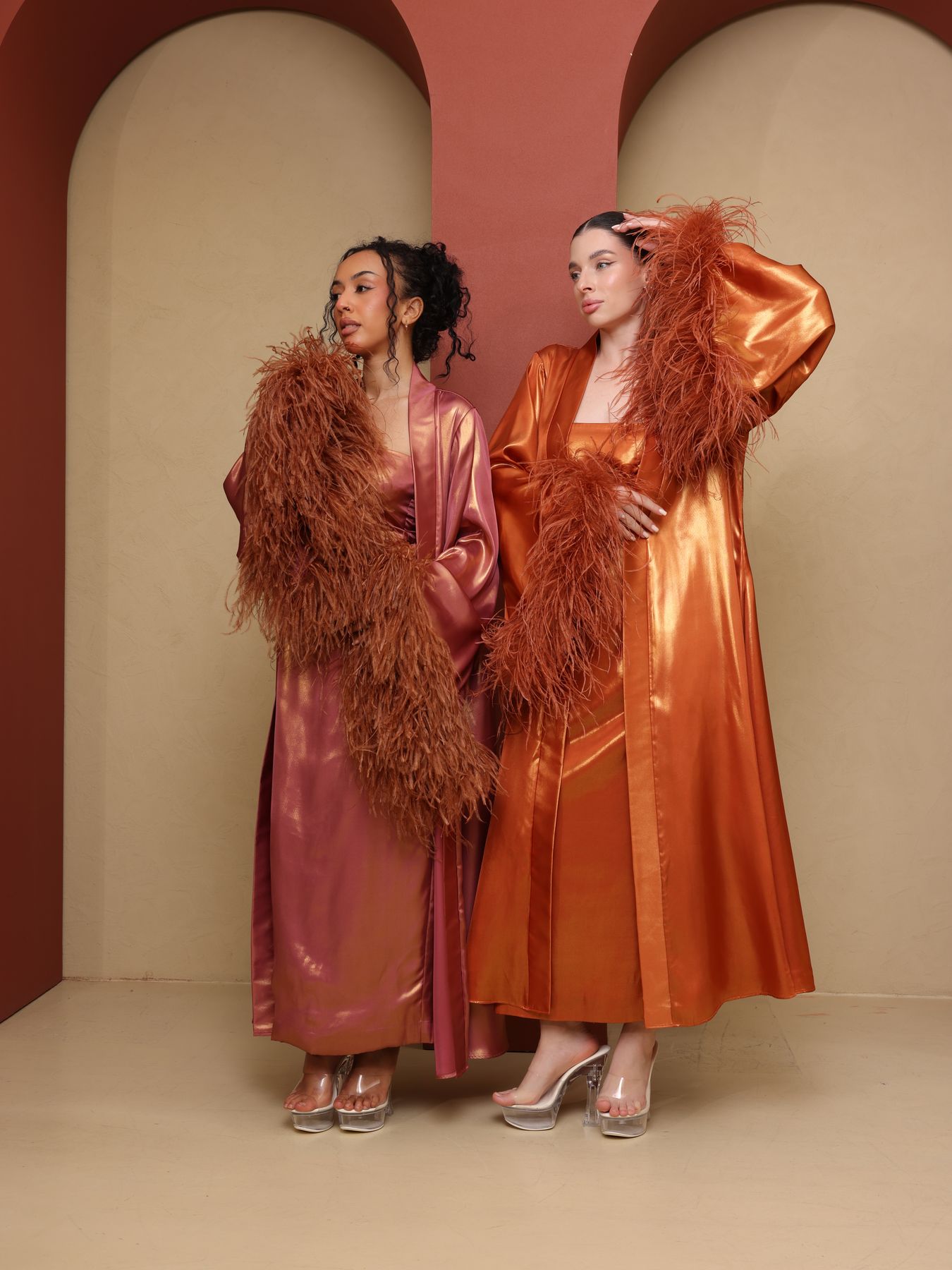 Dusty Rose and Burnt Orange Glam Loungewear Abaya